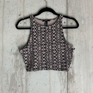 Black and Tan Tribal Print Crop